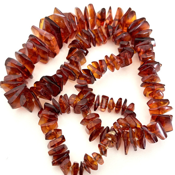 Vintage Natural Baltic Amber Graduated Long Beaded Chunky Hand Knotted Necklace - Picture 12 of 16